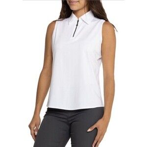 Belyn Key BK Womens XXL Polo Shirt White Sleeveless Golf Racketball Tennis